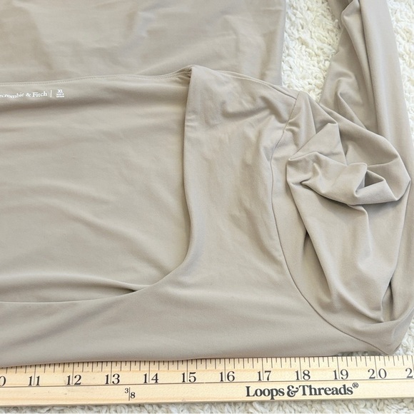 Abercrombie & Fitch Womens Tan Long Sleeve Square Neck Blouse XL Basic Top - Picture 4 of 6